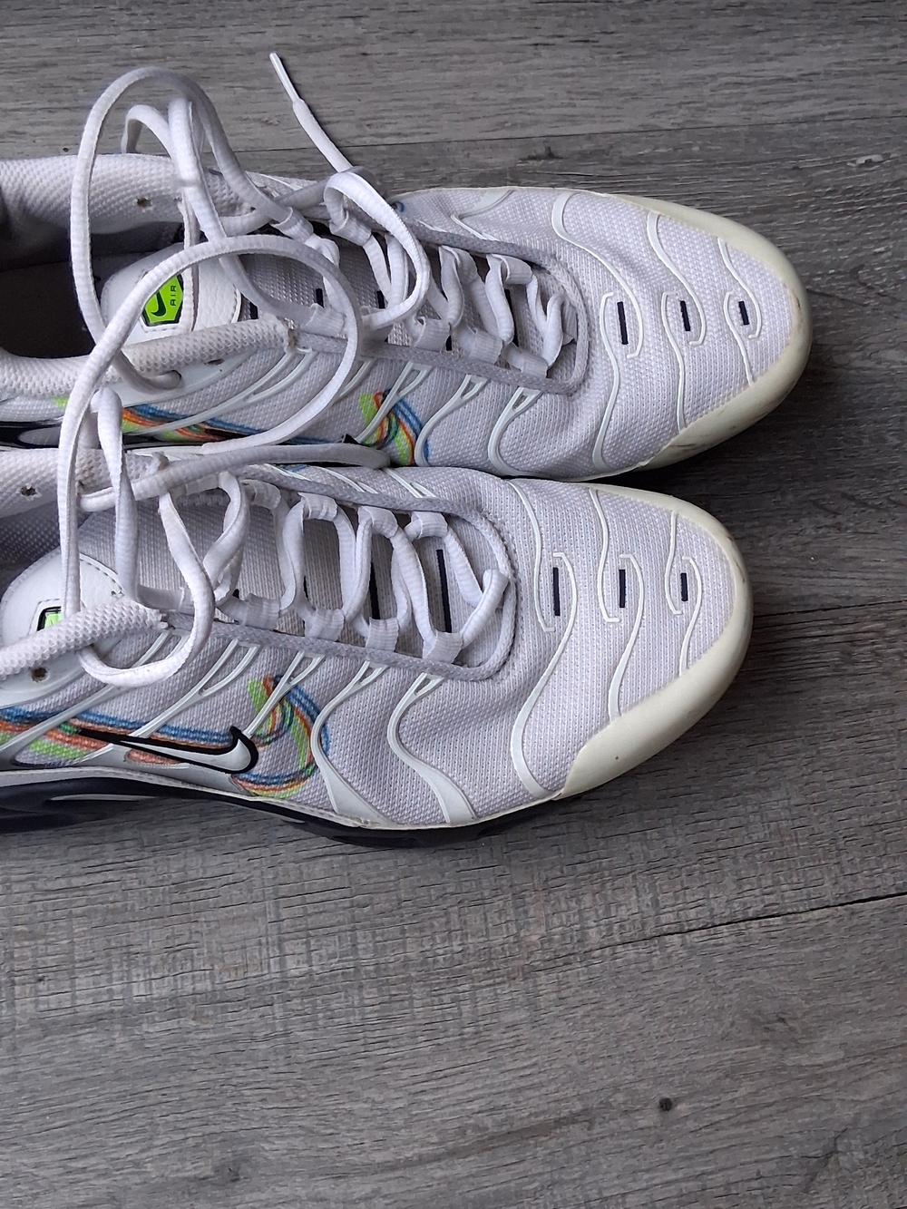 Nike White Mesh Sneakers with Rainbow Swoosh